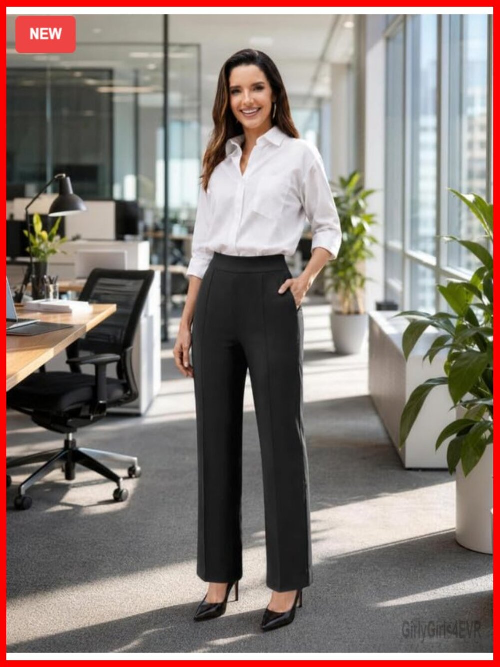 Stretchy Business Casual Wide Leg Pants - Picture 4 of 6